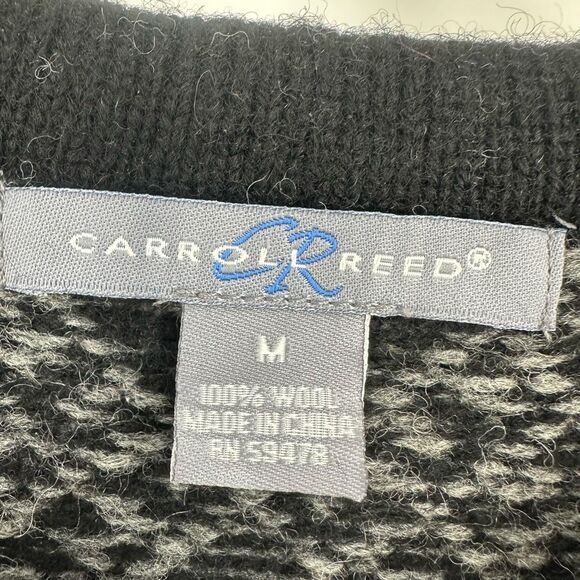 Vintage Caroll Reed Cardigan Sweater Fair Isle Wool Metal Frog Clasp Nordic - Picture 3 of 10